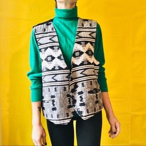 80s Southwestern Black & White Vest Vintage